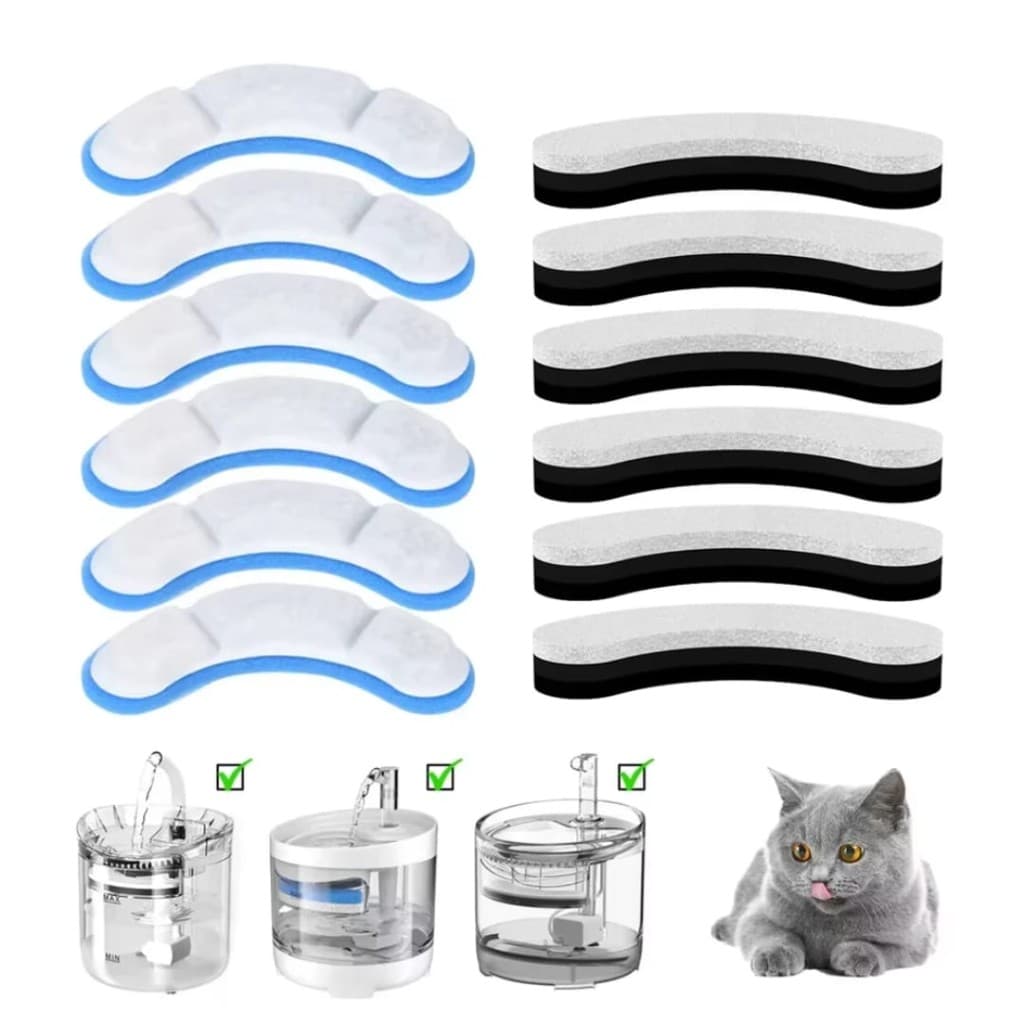 Nexvora Supply 12-piece water fountain filter set with sponges and fountain compatibility